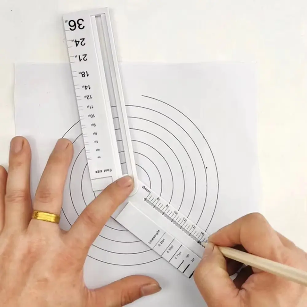 30cm Geometric Drawing Ruler Angle Measurement White Folding Geometric Ruler Drafting Tool Measuring Tool Circular Drawing Ruler