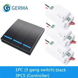 GERMA 1/2/3 gang 433Mhz smart push Wireless Switch Light RF Remote Control 110V 220V Receiver home Wall button Ceiling Lamp