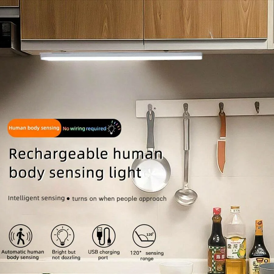 6 قطع من مصابيح الخزانة بمستشعر الحركة LED اللاسلكية القابلة لإعادة الشحن - مثالية للخزانة والمطبخ وخزانة الملابس والسلالم - تعمل بالبطارية ليلاً #2