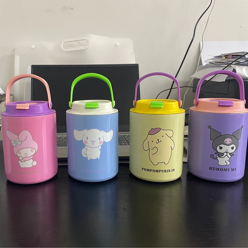 Kawaii Sanrio Water Cup Kuromi Cinnamoroll Anime Cute Summer Student 316 Stainless Steels Drink Water Straw Cup Toys Girls Gifts