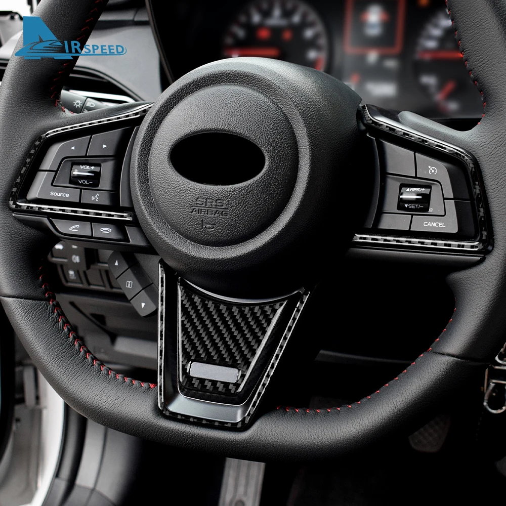 Real Carbon Fiber For Subaru WRX/ WRX STI 2022 2023 2024 Car Steering Wheel Center Sticker Interior Decor Trim  Accessories