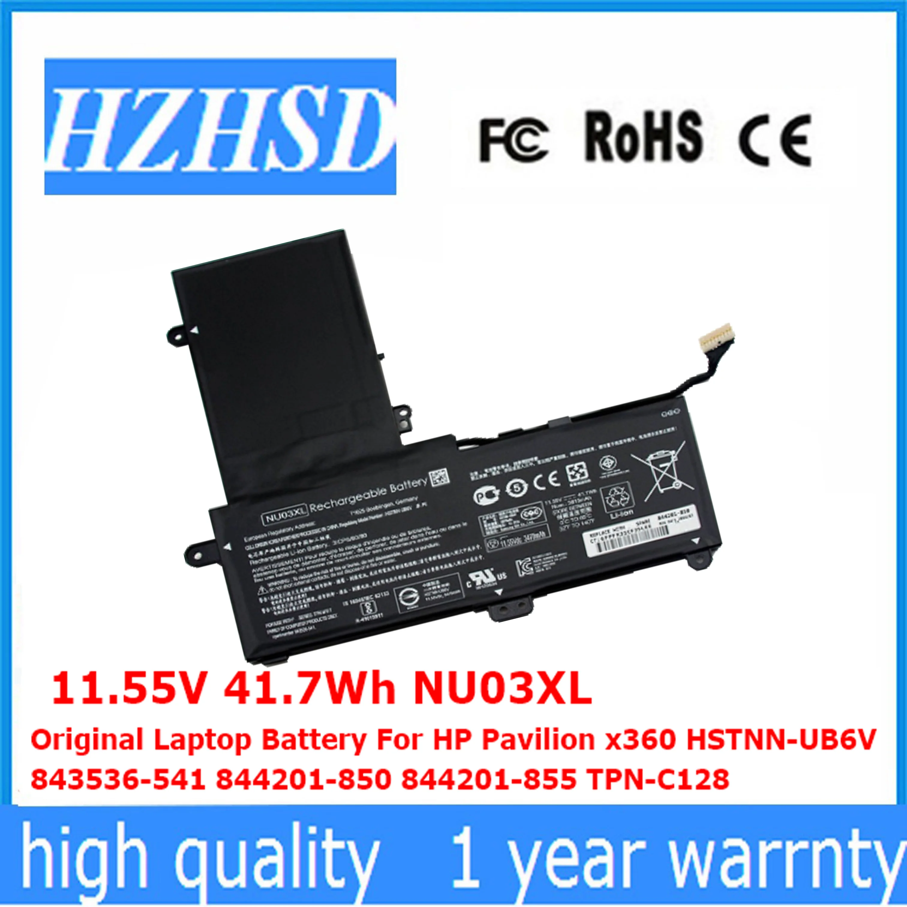 

11.55V 41.7Wh NU03XL Original Laptop Battery For HP Pavilion x360 HSTNN-UB6V 843536-541 844201-850 844201-855 TPN-C128