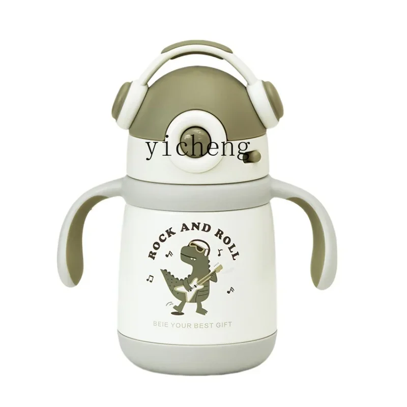 Tqh Children's Thermos Mug Baby Water Glass Infant Cup with Straw Learn to Drink Kindergarten Outing Kettle