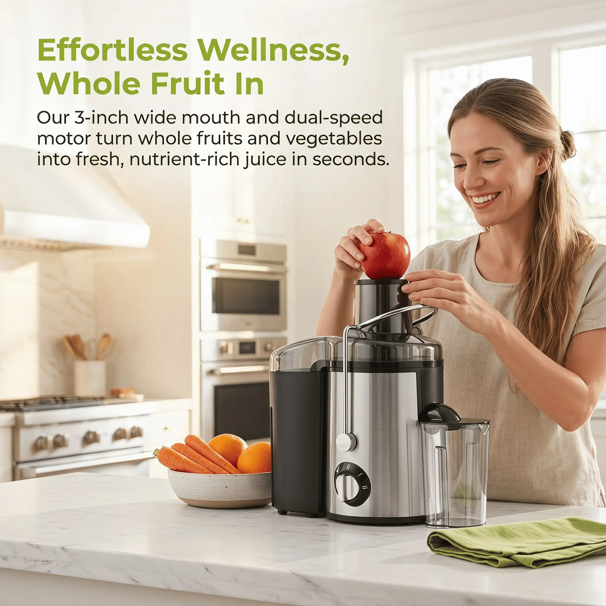 1 Pack Multi Function Juicer Blender Food Processor 3 Speed Settings Wide Mouth for Fruits Vegetables Easy Clean Detachable High Juice Yield Fast Juicing