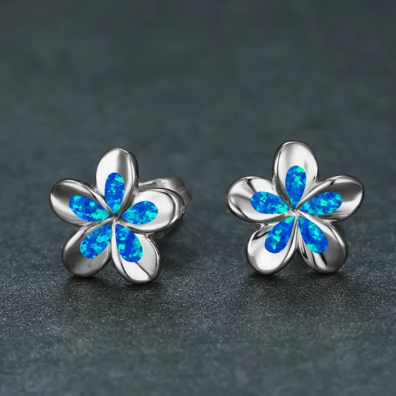Fresh and Sweet Australian Treasure Three-dimensional Five Petal Flower Earrings Fashionable  Commuting Personalized Accessories