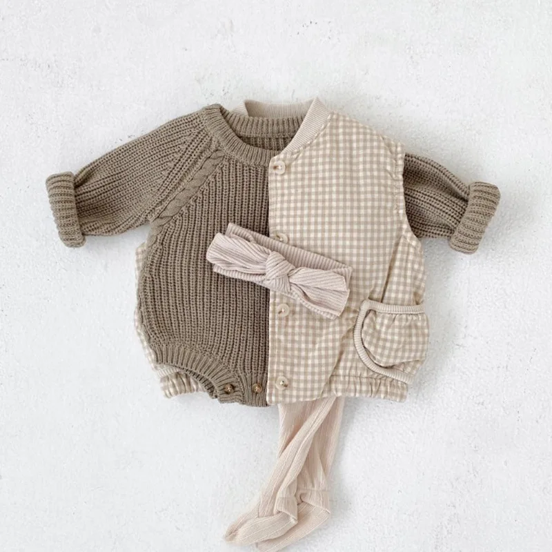 2024 Korea Baby Autumn Sweaters Infant Long Sleeve Knitted Bodysuit Boys Girls Knitwear Rompers Newborn Knit Jumper Clothes