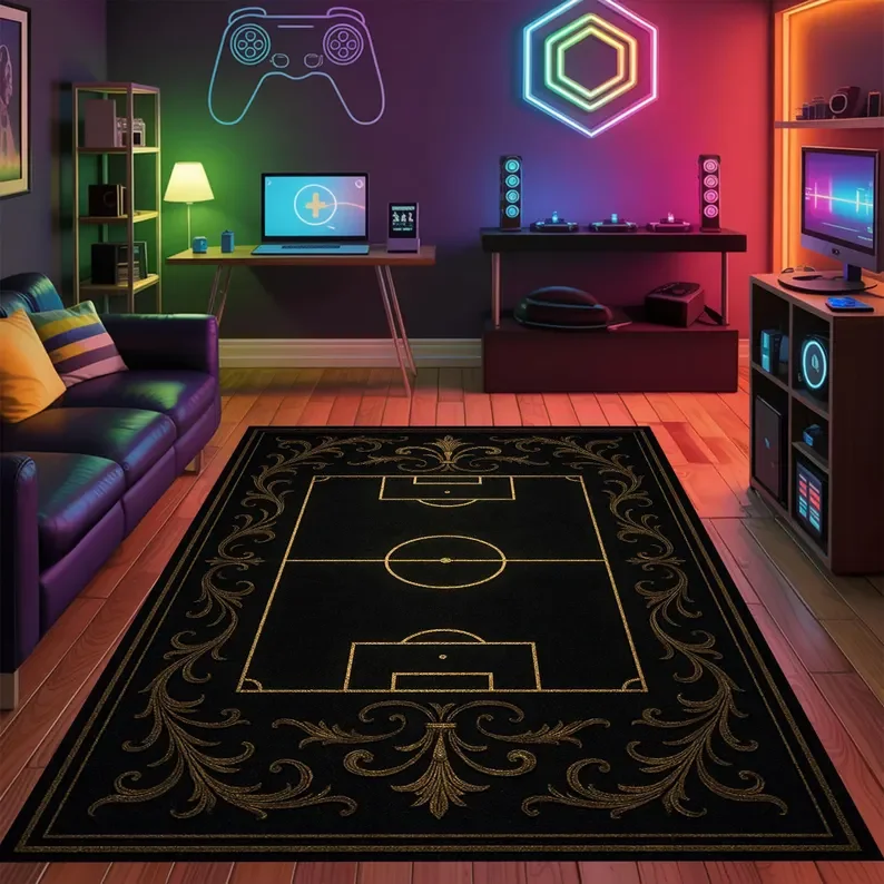 Green Soccer Field Football Field Gridiron Sport Rug Sport Fan Clup Play Kids Play Mat Green Rug Kids Room Rugs Home Decoration