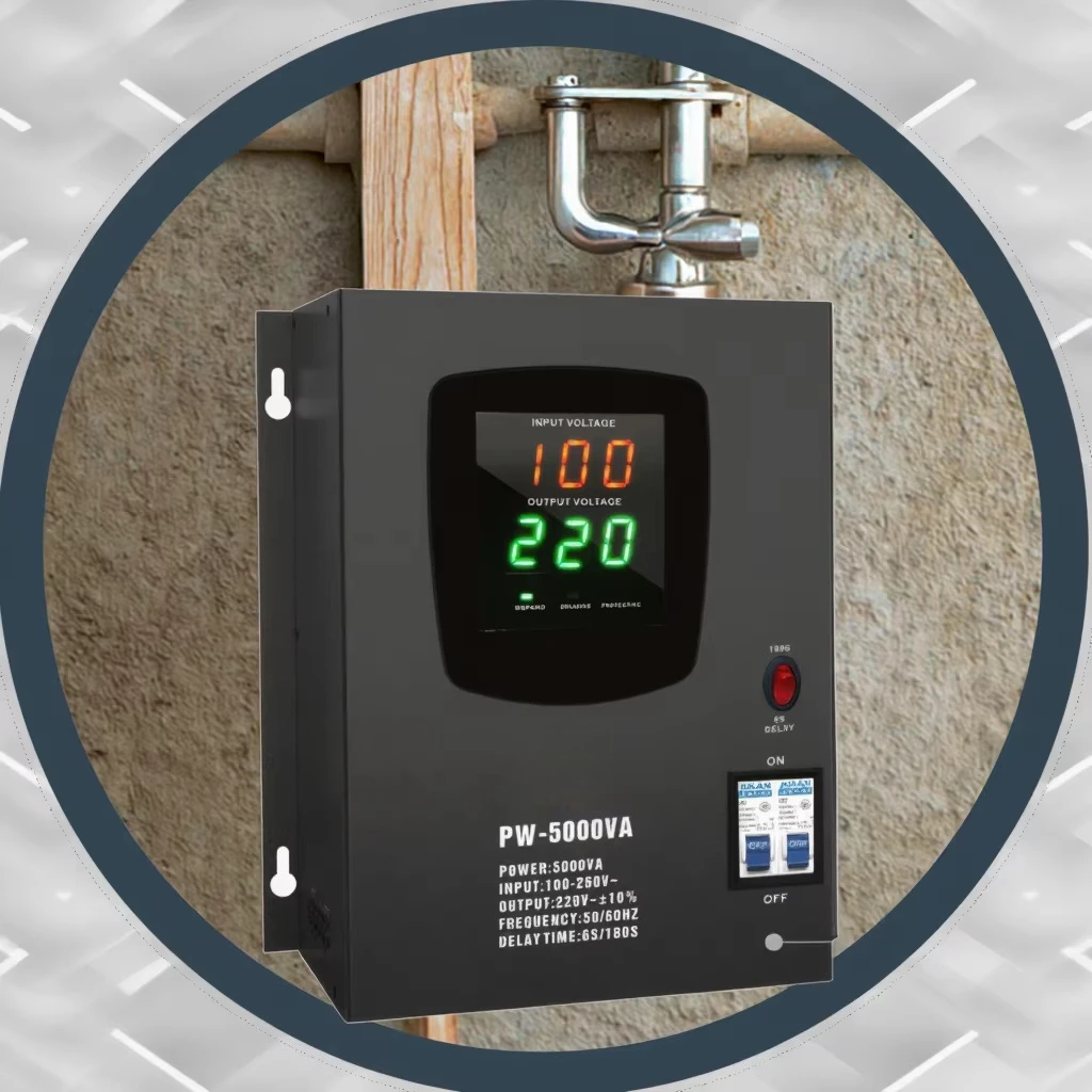 5000VA Automatic Voltage Regulator Single Phase PWB Wall-Mounted Home Appliance Two-Digit LED Display Relay Copper for AC