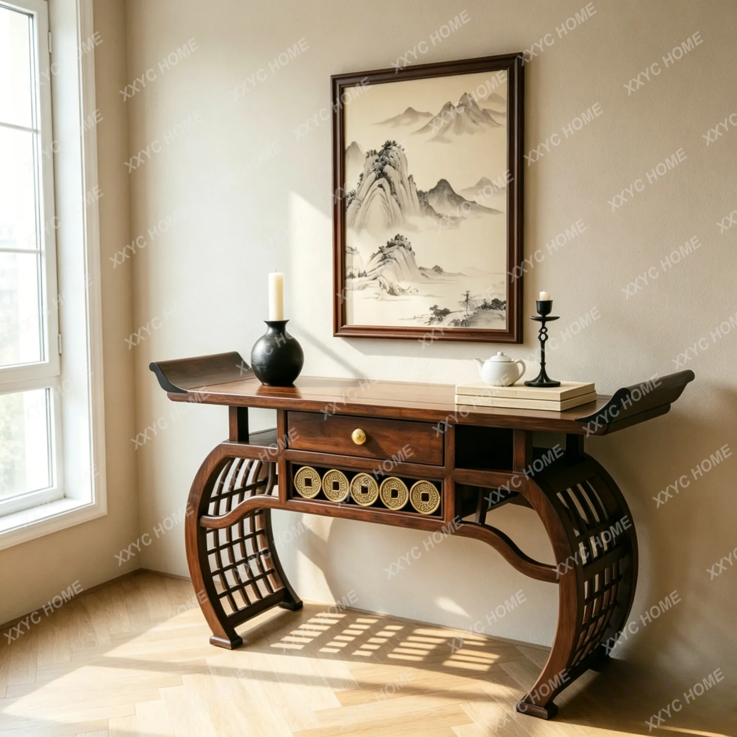 Solid wood entrance table tenon and mortise structure living room decoration table entrance table