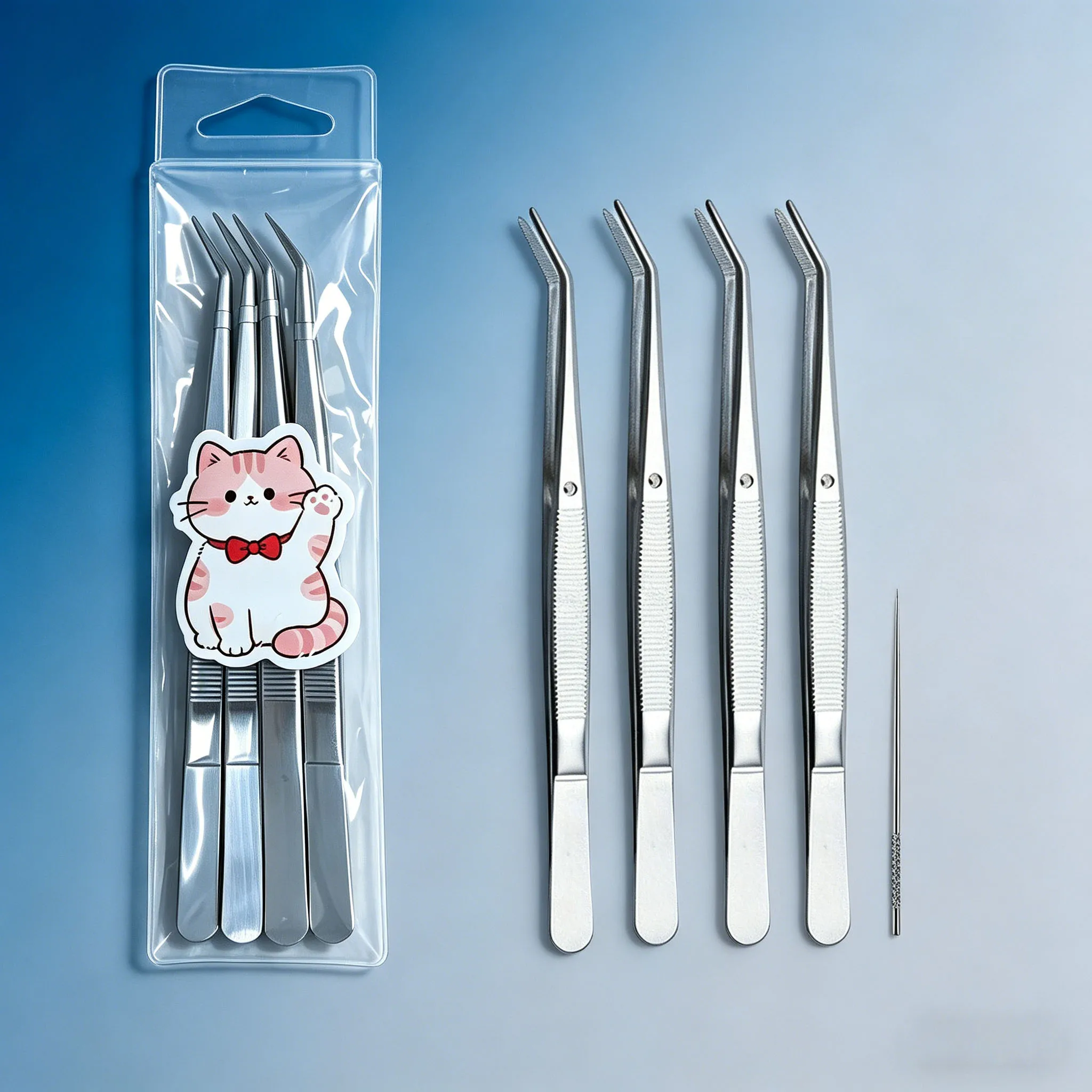 5-Piece Set of Precision Curved Serrated Tip Stainless Steel Tweezers, Medical Clips, Dental Tools, Multi-Purpose Tweezers Suitable for Facial and Craft Use - Sewing Machines and DIY Projects - Durable Professional Tweezers Set