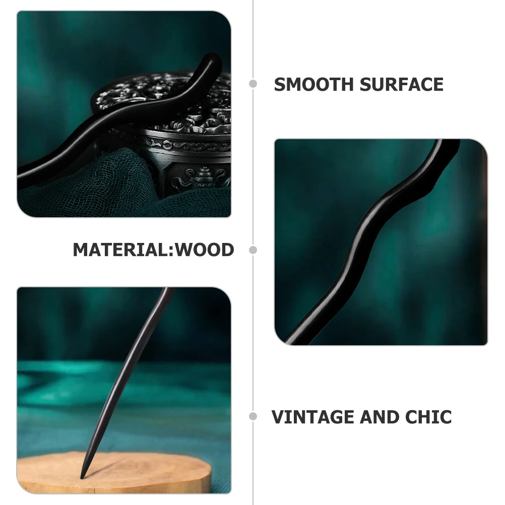 

Long Hairpin Wood Sticks 18cm Black Ebony for Women Girls Hair Accessories Chopsticks Vintage Styling Hanfu