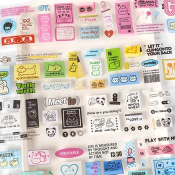 Leuke Cartoon PET Label Gestanst Tape Student Handboek Plakboek Planner Decoratieve Tape Telefoon Case DIY Materiaal Sticker