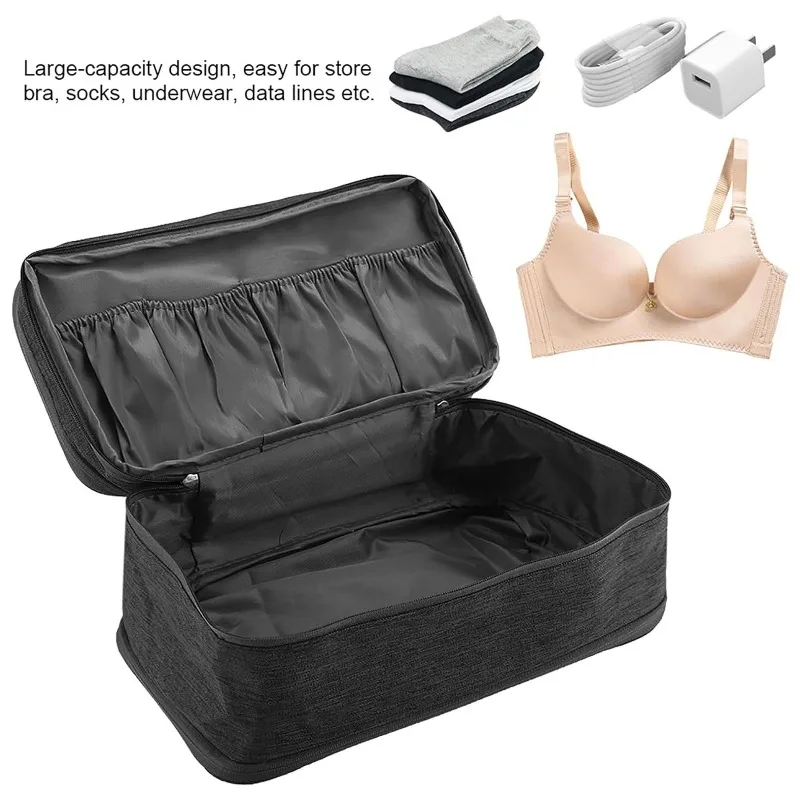 Multi-slot Travel Undergarment Organizer Abrasion-proof Polyester Shell Clear Function Icon Printing Neat Garment Partition Family Road Trip Lingerie Arrangement For Housewife Travelers clothes organizer