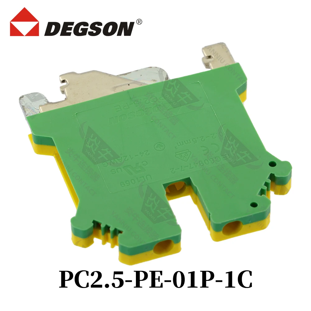 10Pcs PC2.5-PE-01P-1C-00ZH/AH DEGSON GROUND SCREW FEED-THROUGH UNIVERSAL PLUG ELECTRICAL CONNDUCTOR DIN RAIL TERMINAL BLOCK