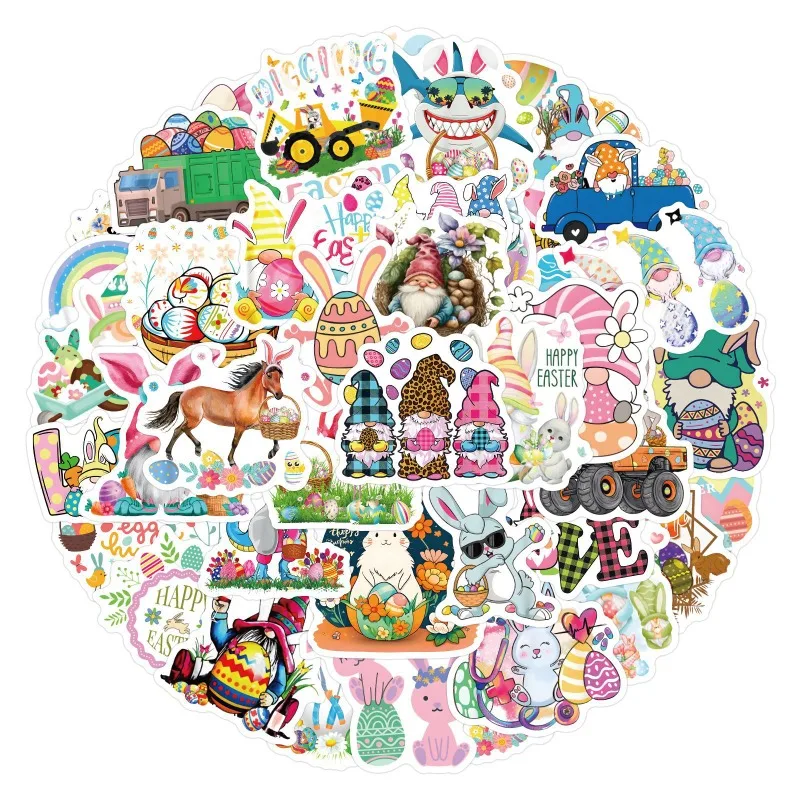 55pcs Easter Graffiti Stickers Suitcase Water Cup Stationery Mobile Phone Scooter Laptop Refrigerator Decoration Stickers