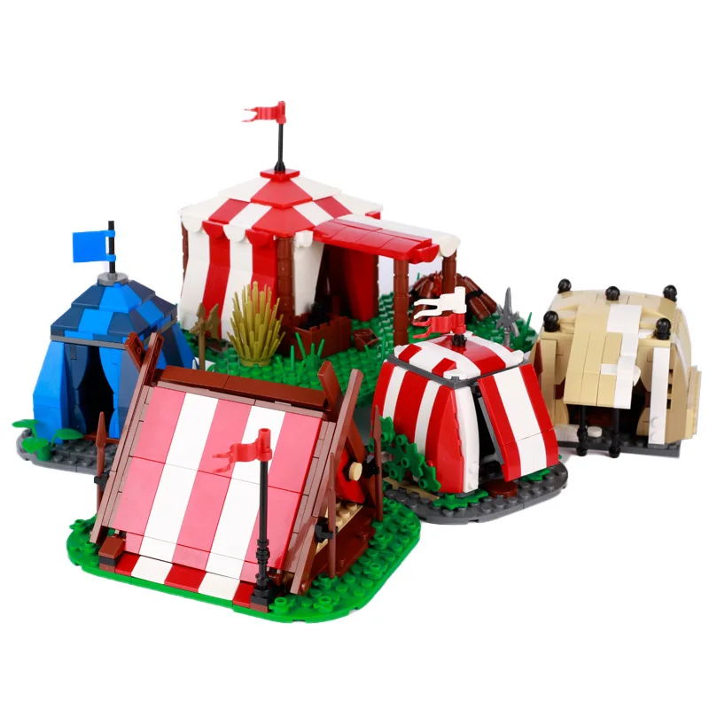 

MOC Medieval Military Viking Tent Series Building Blocks Castle Knights Army Camp Plant Weapon Accessories Bricks Toys Gifts