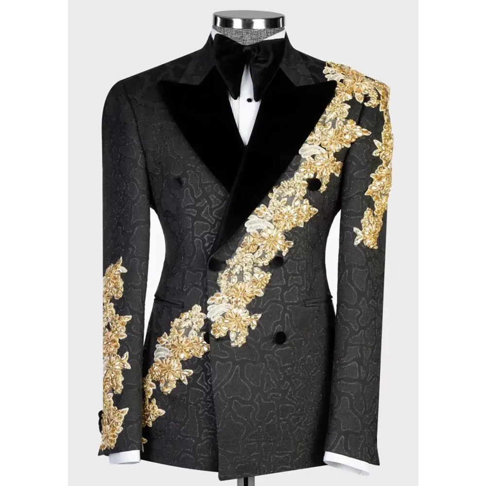 

Мужские костюмы Slim Fit с кристаллами, 2 предмета, блестящие смокинги со стразами для жениха, свадебная одежда, индивидуальный пошив: пиджак и брюки, мужская одежда