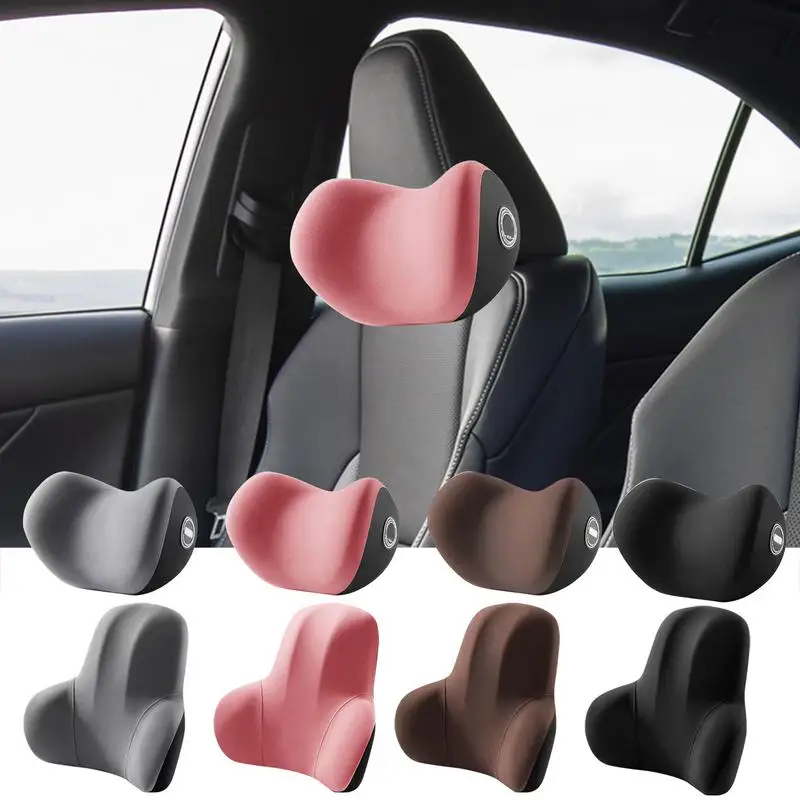 Car Neck Pillow Memory Foam Lumbar Pillow Headrest Pillow Car Seat Headrest Back Support Neck Pillow with Adjustable Strap