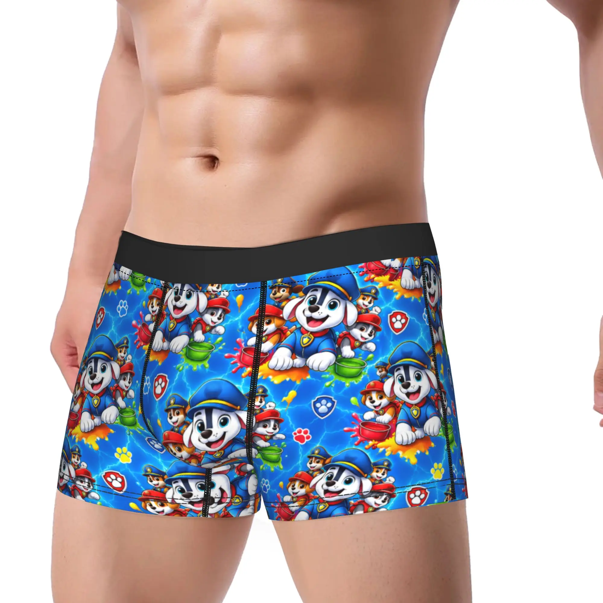 Paw Dogs Paint Splash Puppy Crew Art Boxer Shorts Pouch Underwear Quality Shorts Briefs Comfortable Men's Panties Plus Size