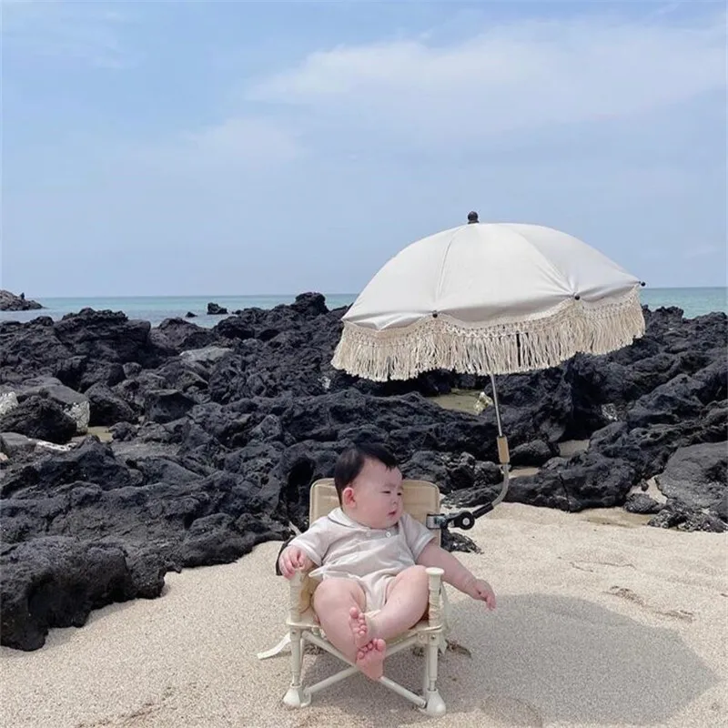 Lace Bohemian Children Outdoor Stroller Sunshade Baby Beach Chair UV Protection Umbrella Children Photography Props Set