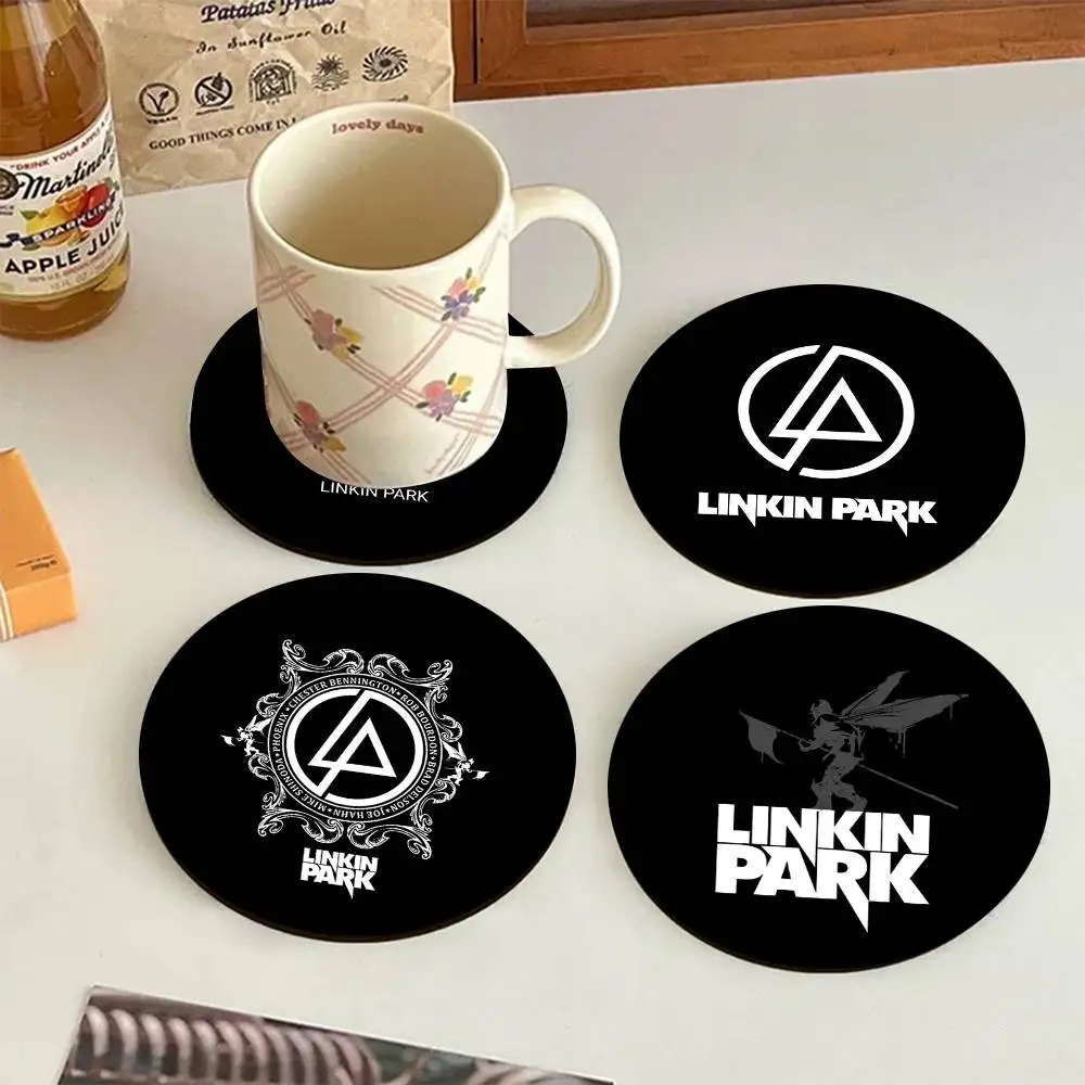 L-Linkin Band Park-S Round Wooden Coasters Suitable For Restaurants And Coffee Home Gift Choice Holidays