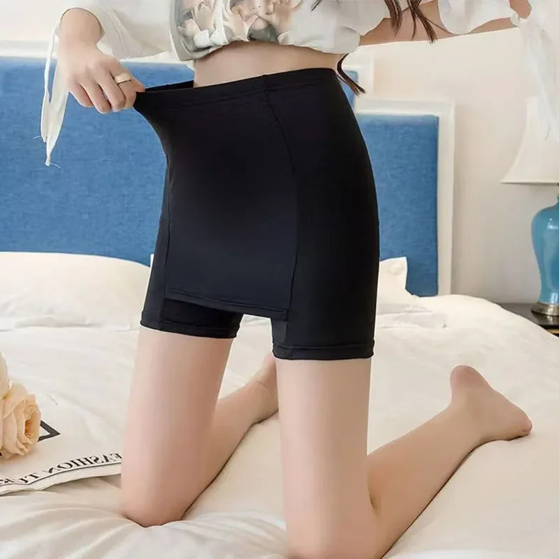 Double Layer Safety Pants with Crotch Cover Large Size Anti Glare Summer Thin Outer Wear Leggings