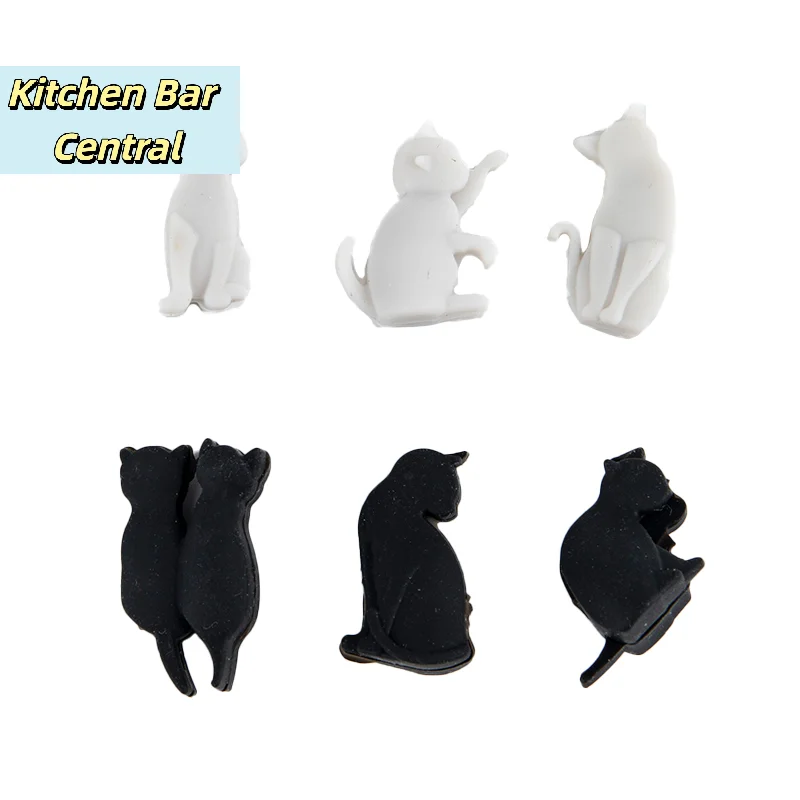 【6PCS Silicone Cat Wine Glass Marker Cup Identification Ring Party Accessories】