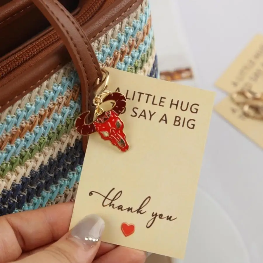1/5/10/20/50/100pcs 2D Flat, s 2D Fun Western Cowboy Series Keychain Set, Comes with a Small Hug Message and a Big Thank-you Car