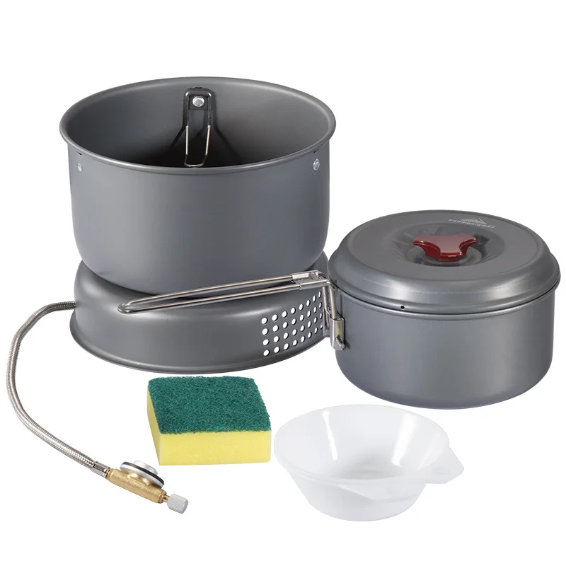 Outdoor Stove Aluminum Alloy Camping Pot with Own Stove Portable Camping Utensils Camping Picnic Pot All-in-one Multifunctional