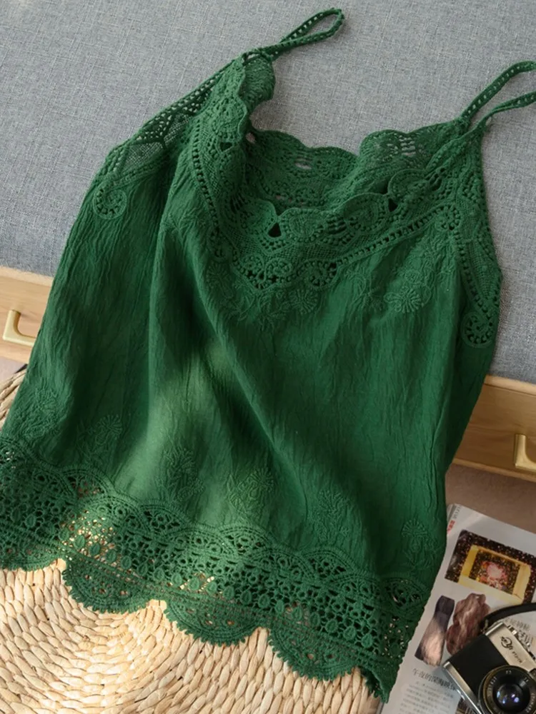 نمط المرأة خمر الجوف خارج الدانتيل فضفاض كاميس ، الإناث بلوزات بلا أكمام ، عادية ، مريحة ، وصول جديد ، الخريف ، M024 ، 2023 #4