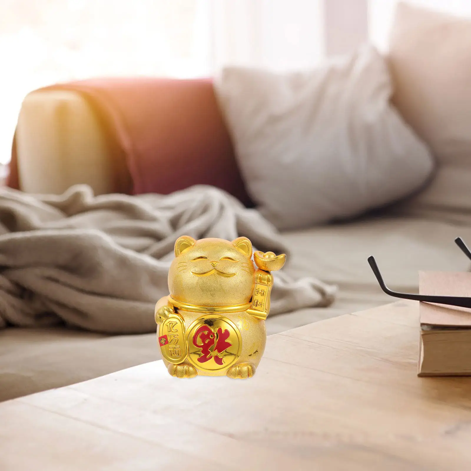 Adorable Cat Shaped Piggy Bank Money Bank for Home Office Desk Decor Chinese New Year Lucky Cat Savings Pot Feng Shui Gift