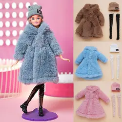 1 Set Fashion 30cm Doll Plush Overcoat Casual Wear Doll Winter Hats Socks Coat Tops for 1/6 Doll Clothes Cute Dolls Accessories