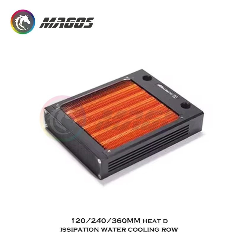 Imagem -04 - Radiador de Refrigeração de Água de Cobre Completo 120 240 360 mm Barbatana Vermelha Cobre Fileira Fria para Cpu Gpu Ram Dissipador de Calor Trocador 12cm Ventilador Radiador