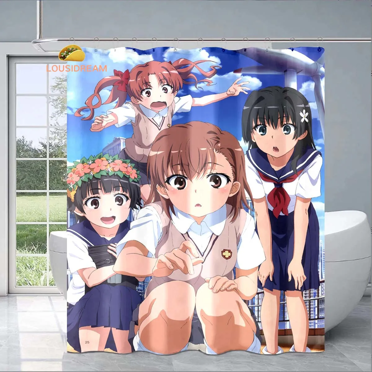 

R-Railgun Anime Exquisite Shower Curtain Fashionable Decorative Gift for Adult Children's Bathroom Waterproof and Mildew-proof