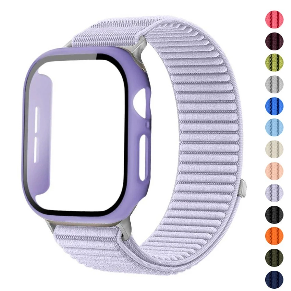 Nylon Loop Strap+PC Case For Apple Watch 11 10 42/46mm Band For iWatch Series 9 8 7 41/45mm 6 5 4 SE3 40/44mm 3 2 1 38/42mm