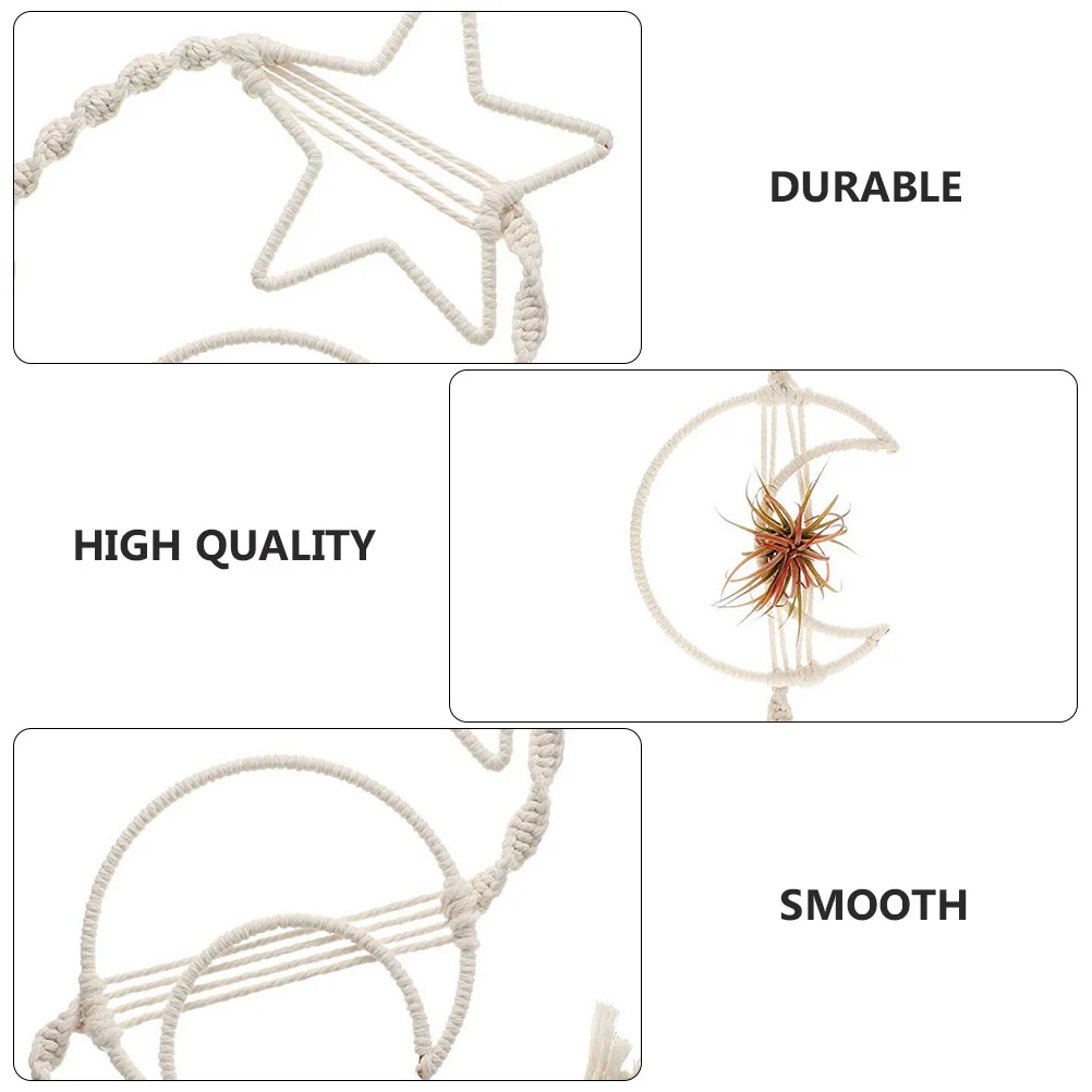 

Hanging Air Plant Holders Cotton Rope Natural Material Simple Design Practical Display Living Plant Hanger
