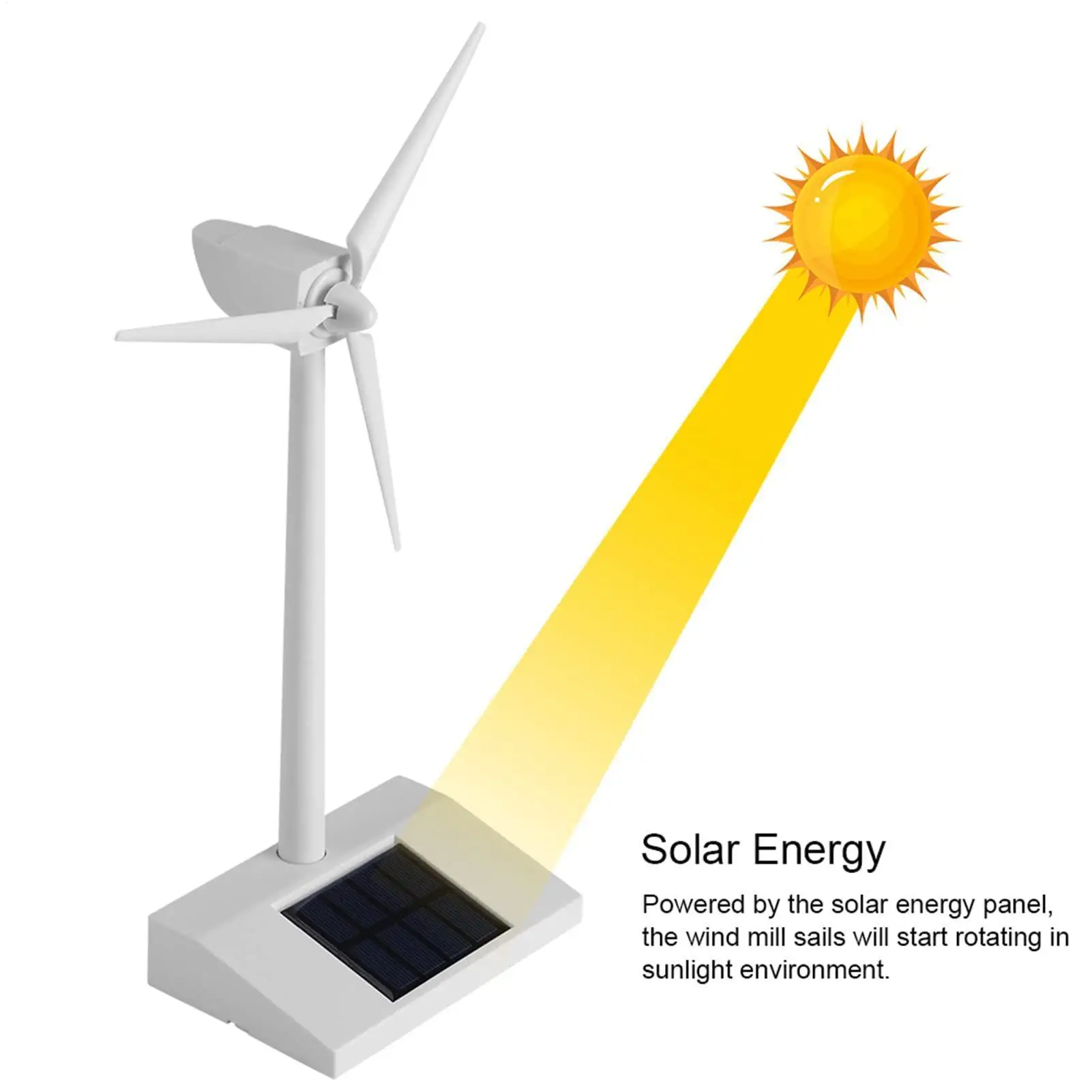Solar Power Windmill Desk Windmill Decorative Item Teaching Tools for Living Room School Outdoor Yard Lawn Patio