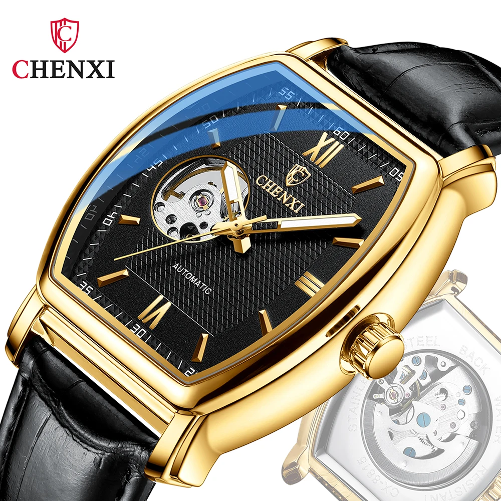 High-end Luxury Man Watch Automatic Mechanical Watches for Men Business Fashion Leather Belt Golden Wristwatch Waterproof Clock