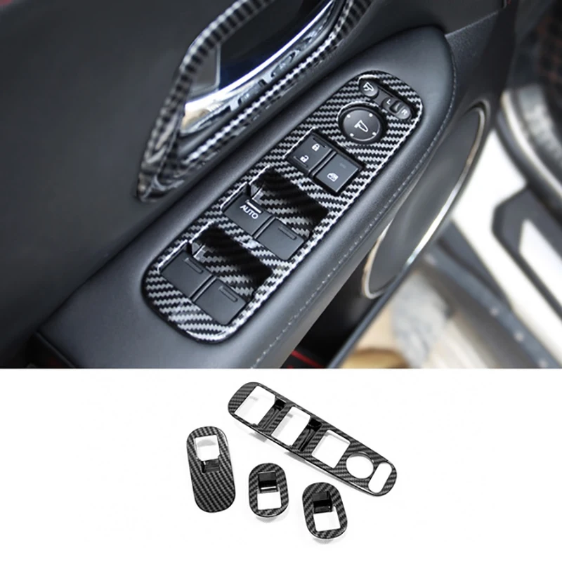 for -V VEZEL 2014-2020 Carbon Fiber Door Handle Window Lift Switch Panel Cover Trim Decorator Accessories