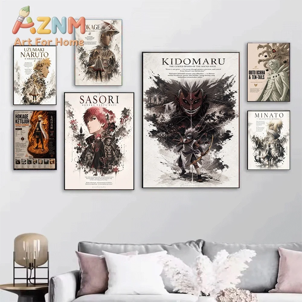 Anime Naruto Canvas Wall Art Naruto Rasengan Manga Burst Poster Unframed Canvas Painting Bedroom Living Room Home Wall Decor A