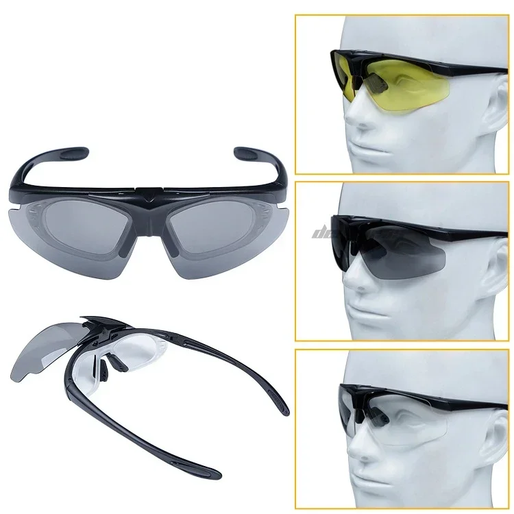 Tactical Glasses Flip-up Lens Frame Hunting Shooting Protective Glasses Hiking Cycling Sports Sunglasses