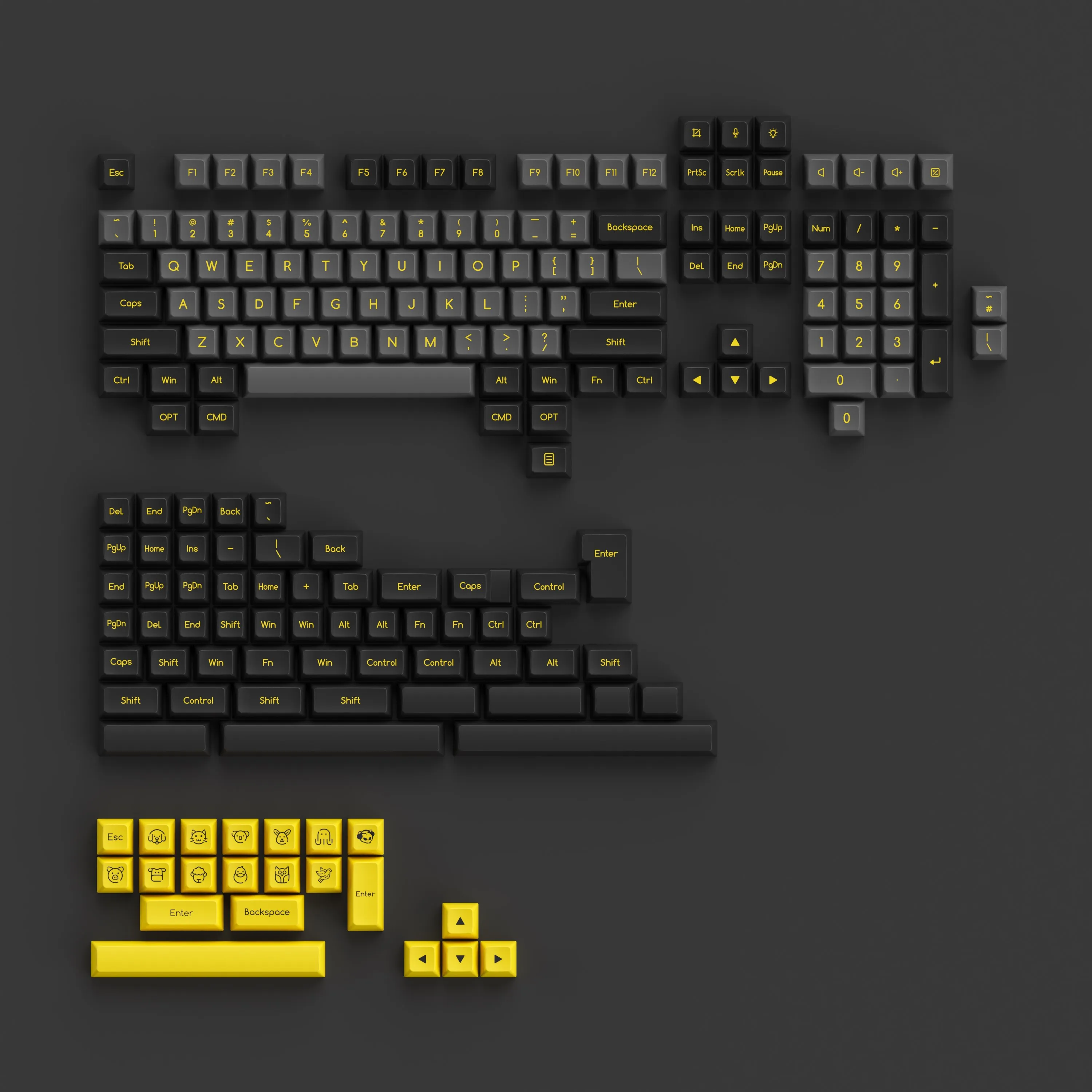 Imagem -05 - Conjunto de Teclas Akko Preto e Dourado Ocean Star Perfil an 195 Teclas Ansi Layout Iso Abs Key Caps para Teclado Mecânico mx Bow Wob