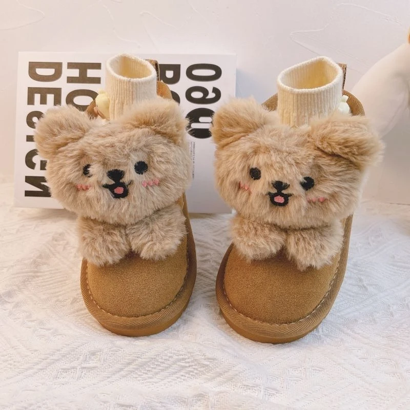 2026 Winter New Girls Thermal Fleece Lined Snow Boots Winter Cotton Shoes for Kids Warm Footwear