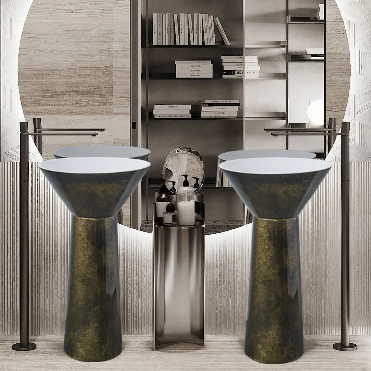 XL Standing Column Washbasin Creative Artistic Integrated Washbasin Without Faucet Hole