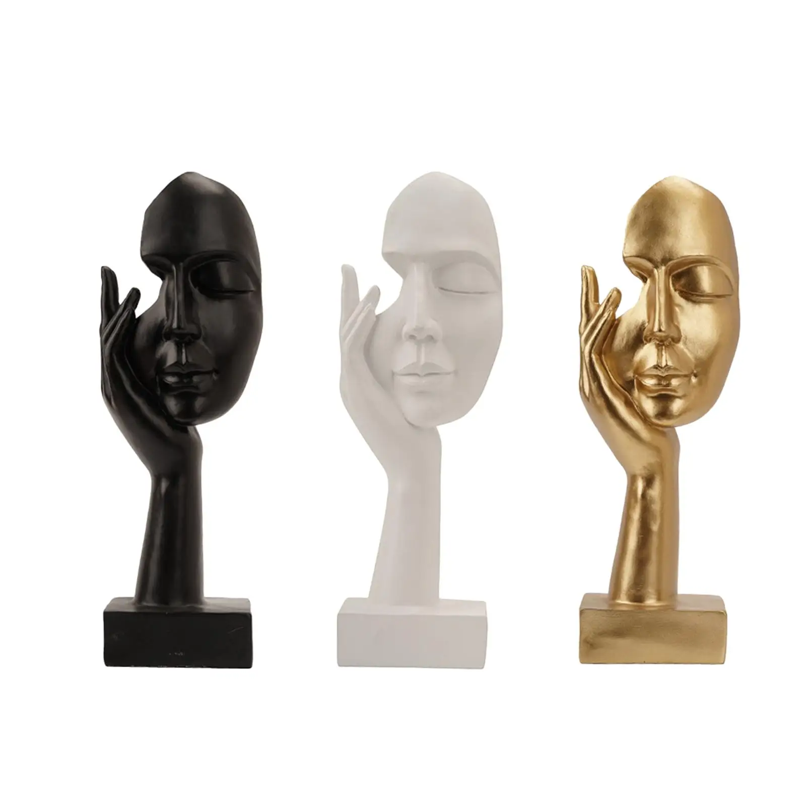 Women Face Art Statue Ornament Resin Collectible Figurine Thinker Statues for Studio Mantelpiece Office Home Decor Desktop