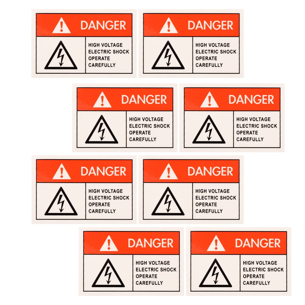 Choques Anti-Electric Label Adesivos, Decalque Elétrica Painel Etiquetas, Sinal de alta tensão para o cuidado, 8 Pcs