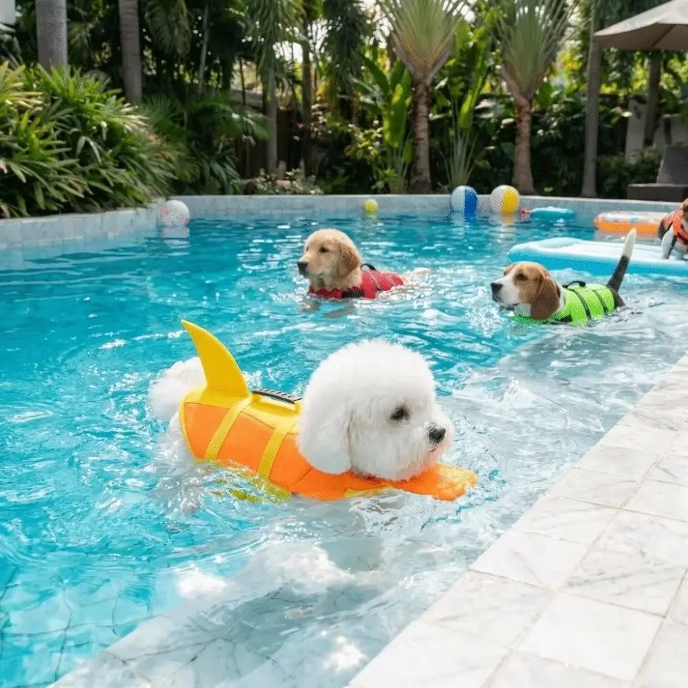 Hai-förmige Hunde-Schwimmweste, wasserdicht, atmungsaktiv, verstellbar, für Welpen, Sicherheitsweste für Strand und Schwimmen – Detail 11