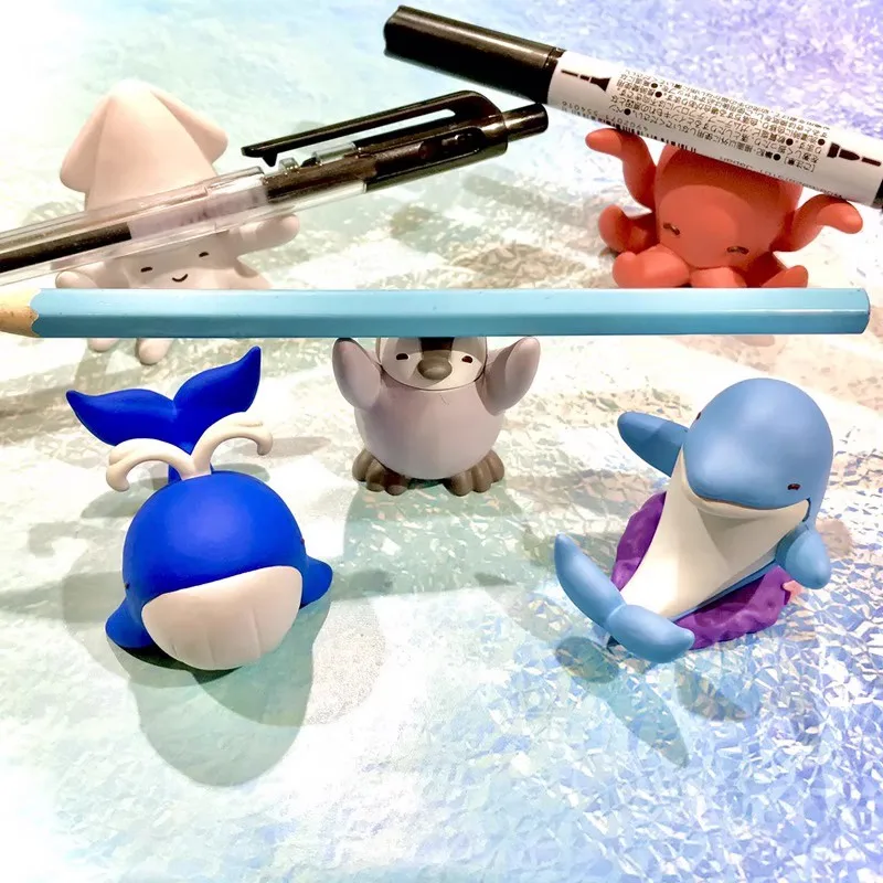 BANDAI Japan Gashapon Figure Anime Cute Marine Animal Whale Penuins Dolphin Devilfish Inkfish Kawaii Capsule Toys