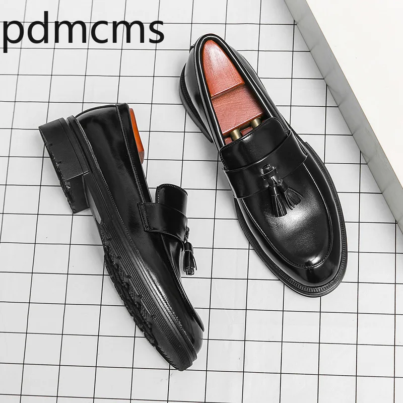 New Men's Shoes Fashion Comfort Business Dress Shoes British Height Increase Loafers for Men Leather Casual Shoe Tenis Masculino
