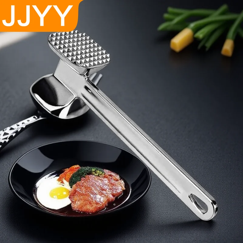 Martillo ablandador de carne profesional de acero inoxidable, cabezal de mazo plano de doble aguja para carne, pollo, cerdo, utensilio de cocina
